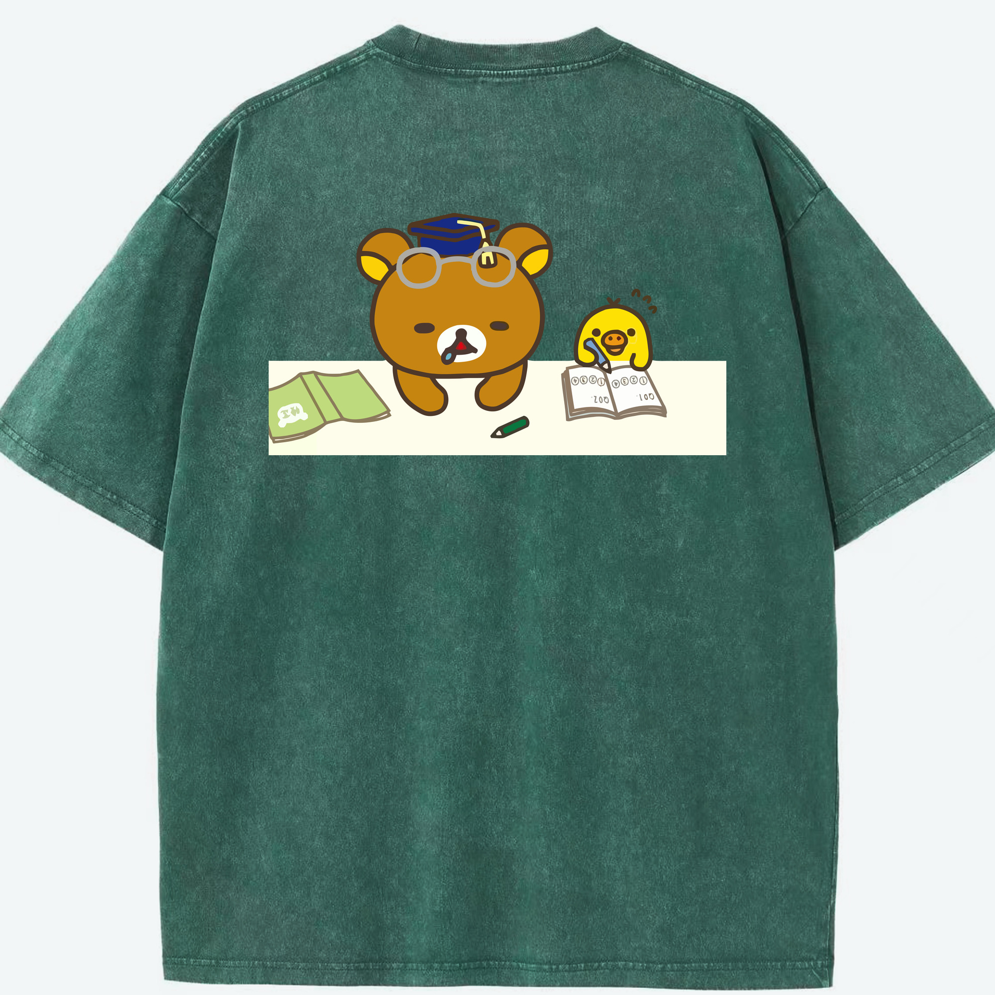 （画像用） リラックマ リラックマ キイロイトリ Rilakkuma Korilakkuma Kiiroitori 綿100% ヴィンテージ風 半袖Tシャツ（背面プリント）